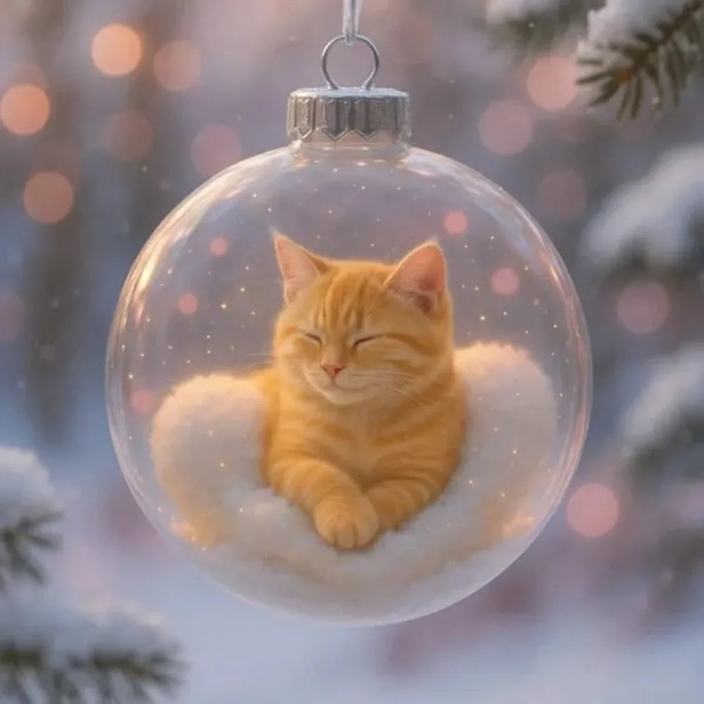Cat Acrylic Christmas Ball Ornaments – DIY Hanging Baubles