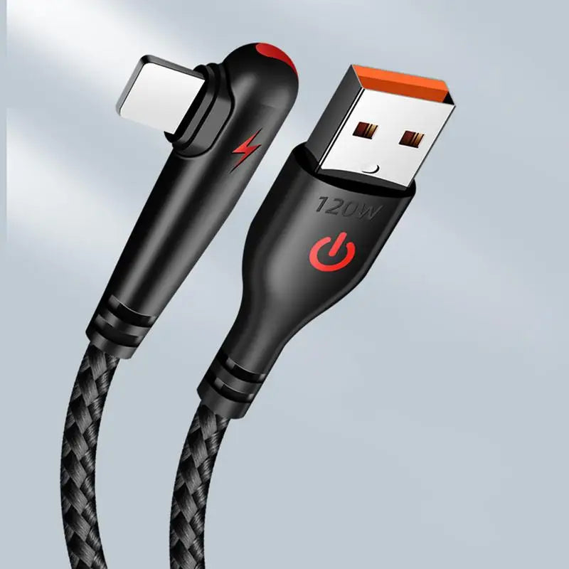 90 Degree USB C Cable Fast Charging Braided 120W Charger Cord TypeC Fast Charging Cord TypeC USB C Cable Right Angle USB C Cable Oasis Select