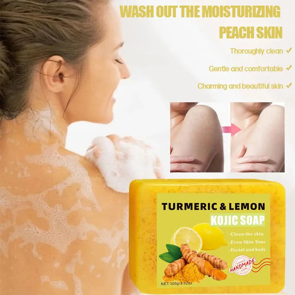 Turmeric Kojic Acid Lemon Soap Bar, Soap Bar Brighten Even Skin Vitamin E, Gentle Lemon Soap For Face,Body Wash Oasis Select
