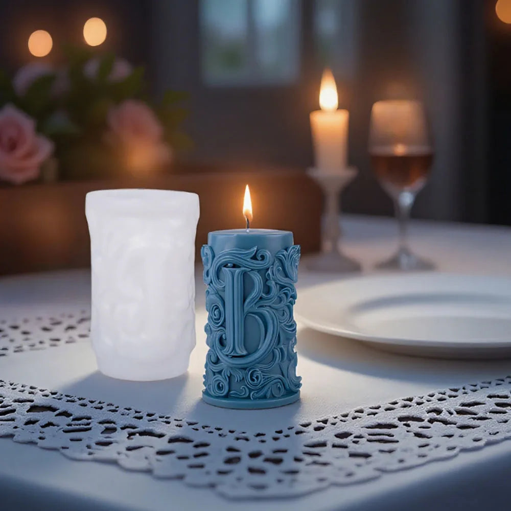 3D Letter Relief Cylindrical Candle Silicone Mold Creative Artistic Design Relief Resin Mould DIY Craft Home Decor Oasis Select