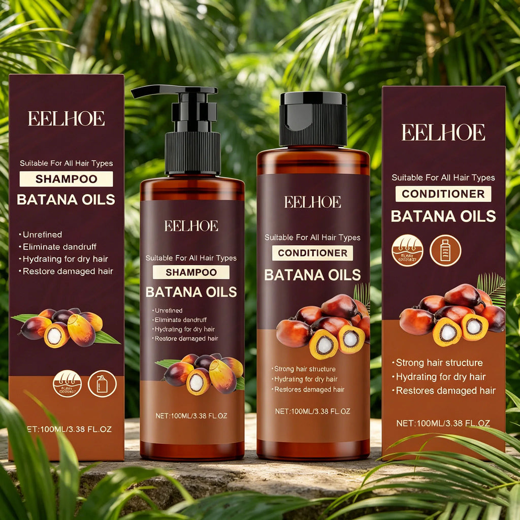 Batana Oil Shampoo Conditioner Cleaning Scalp Oil Control Anti Dandruff Smoothing Prevent Dryness Hair Care Set for Men Women Oasis Select