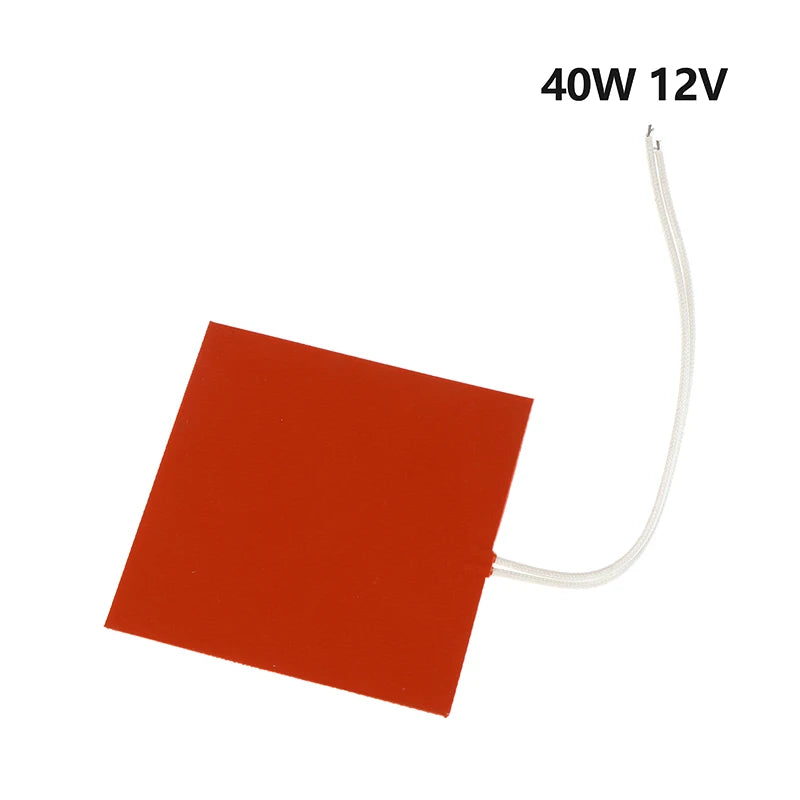 Hot Sale 40W 12V Silicone Heating Pad Square Rubber Heat Mat Heated Bed Plate Flexible Waterproof 3D Printer Oasis Select