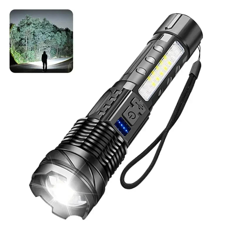 Ultra Bright Zoomable LED Flashlight,Rechargeable 3 Lighting Modes Portable High Lumens Outdoor Camping Fishing Emergency Hiking Oasis Select Style A