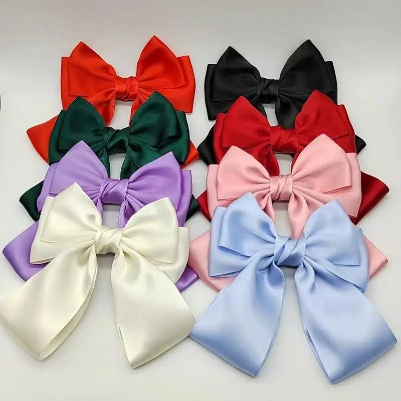Solid Color Bow Ribbon Hair Clip New Women Bowknot Barrettes Women Ponytail Clip Headband Girls Hair Accessories Gift Oasis Select