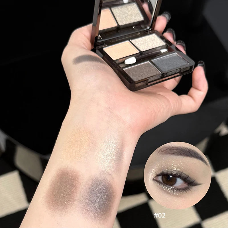 Art Value 4-Color Eyeshadow Palette – Glitter, Shimmer & Matte