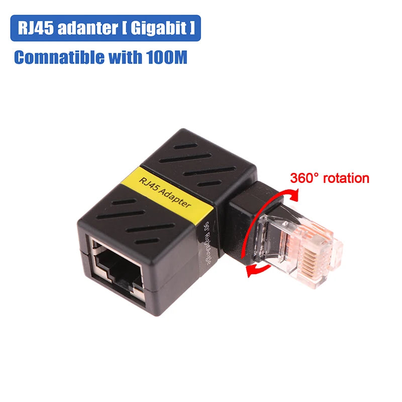 360° Rotatable Network Plug RJ45 Gigabit Adapter 90 Degrees Right Angle Elbow Universal Male To Female Converter Oasis Select Default Title