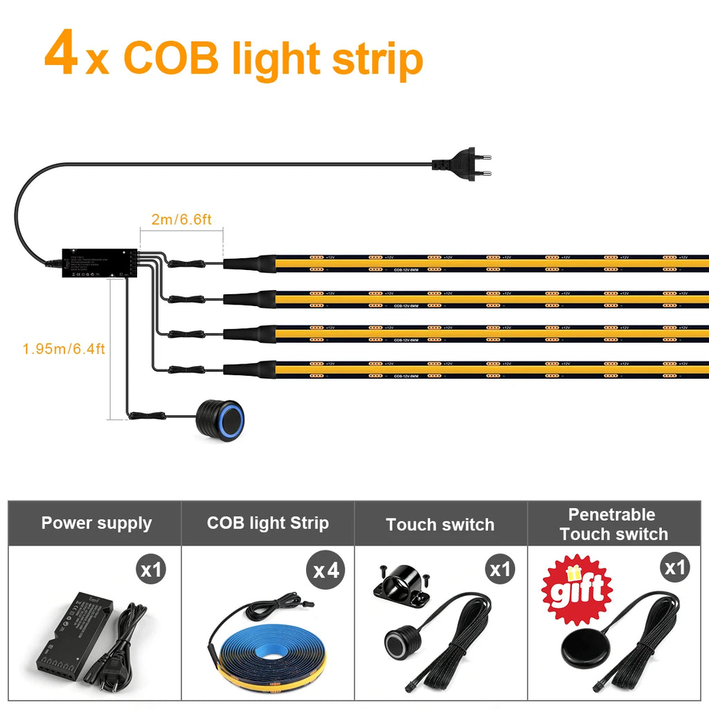 Embedded Touch Sensor Dimmable Swtich Black LED Light For Acoustic Wood Slat TV Background Wall Panel Decor,Gift 1 Controller Oasis Select 4PCS LED Strip Kit Warm White UK Power Plug|2M 6.56FT