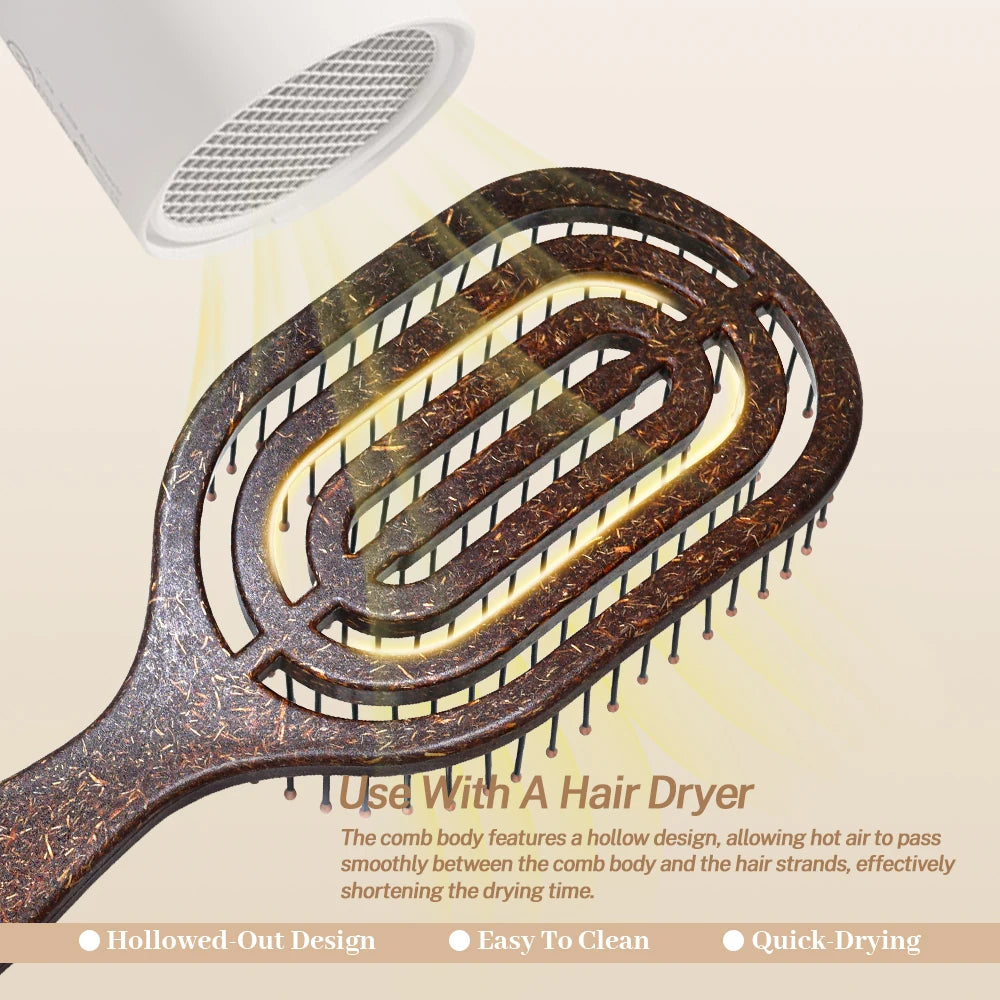 Hollow Hair Brush Detangling Comb Fluffy Nylon Anit- static Women Wet Scalp Massage Dry And Wet Use Salon Styling Tools Oasis Select