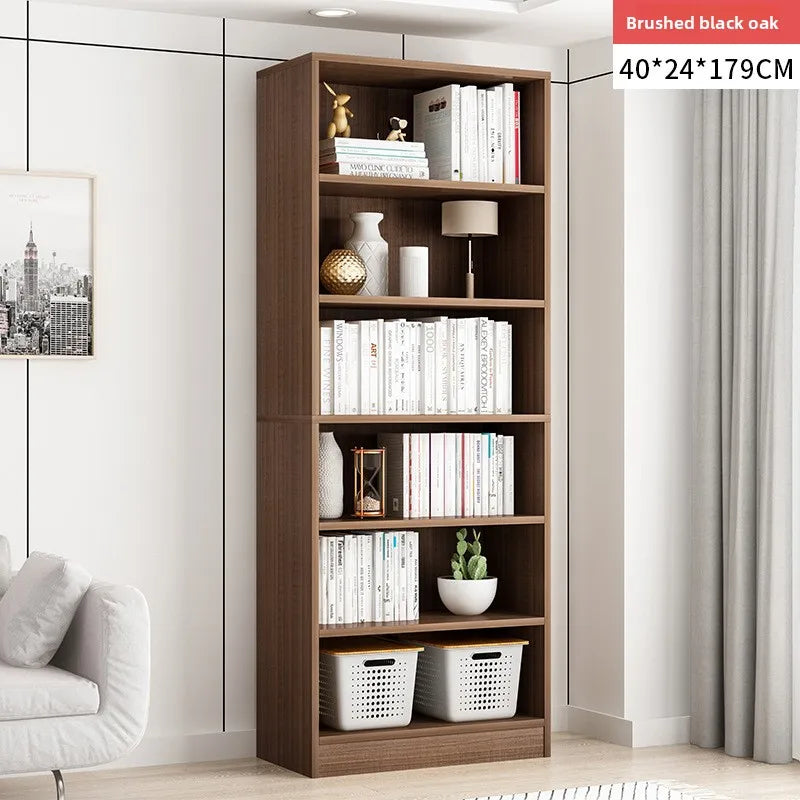 Bookshelf household modern simple floor against the wall large capacity storage shelf living room display cabinet study Oasis Select Black Oak-40CM