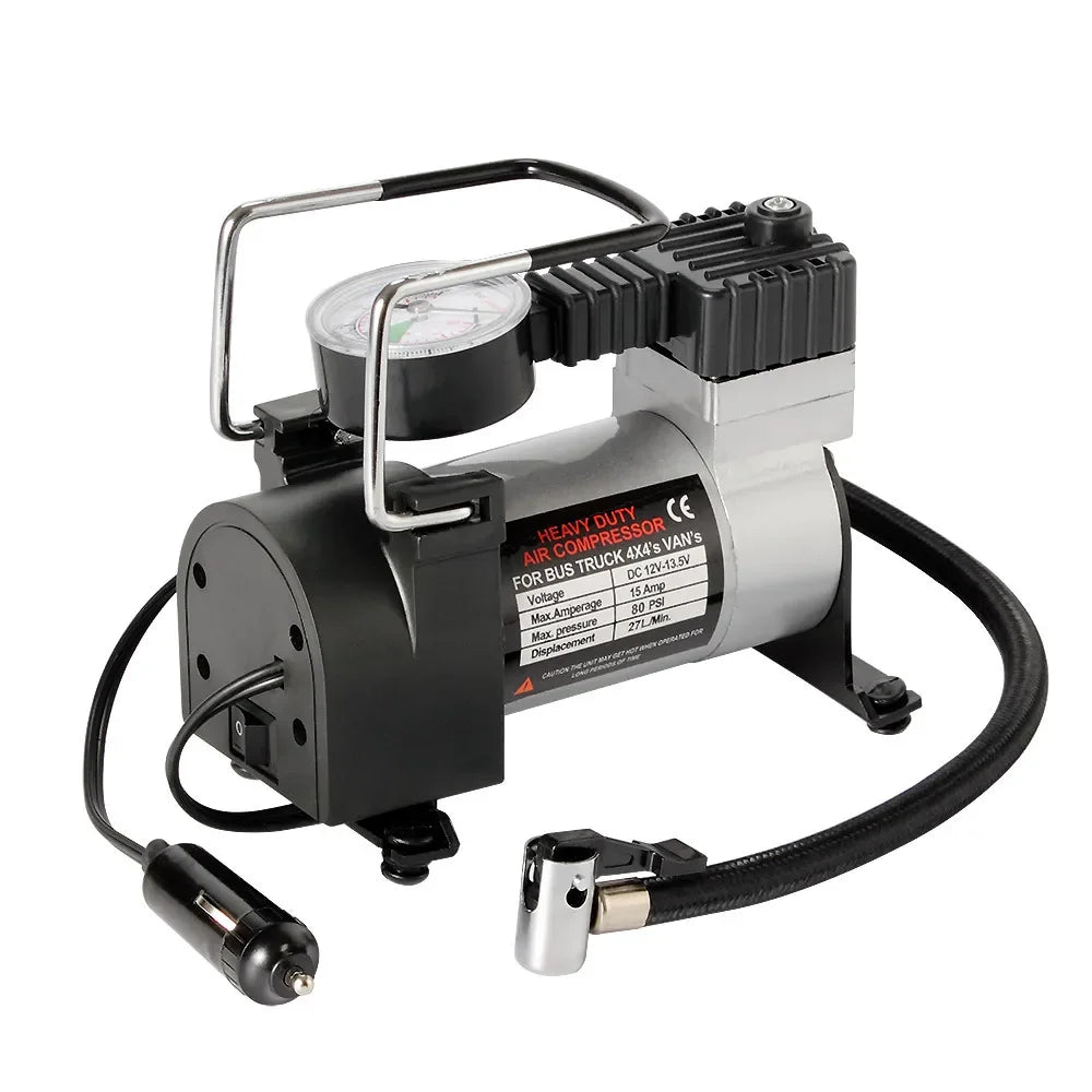 140PSI 12V Car Tyre Inflator Heavy Electrical Air Compressor Automotive Inflation Pump Vehicle Inflation Pumps W/ Pressure Gauge Oasis Select black