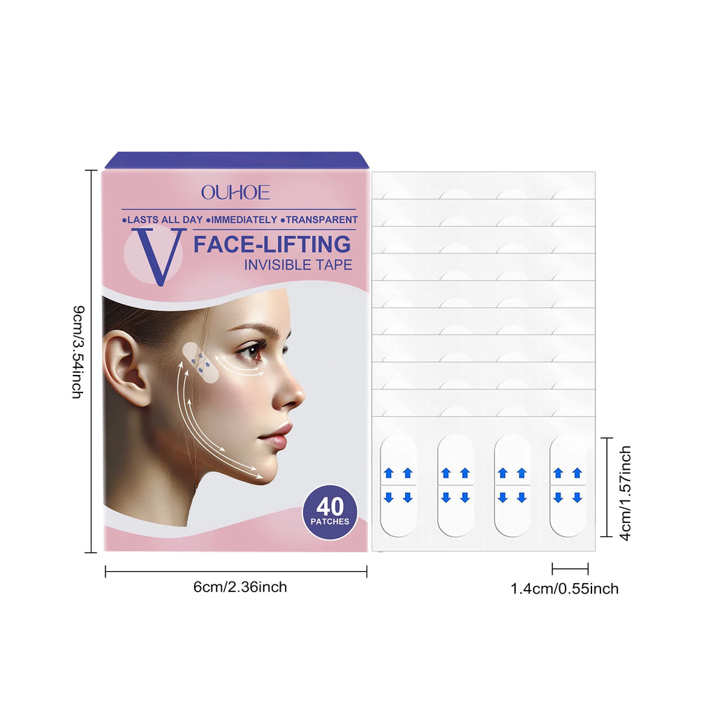 Lifting Face Stickers Invisible Transparent Thin Face Patches Lift Tape V-Shape Chin Patch Facial Shaping Lifting&Tightening Too Oasis Select 40Pcs