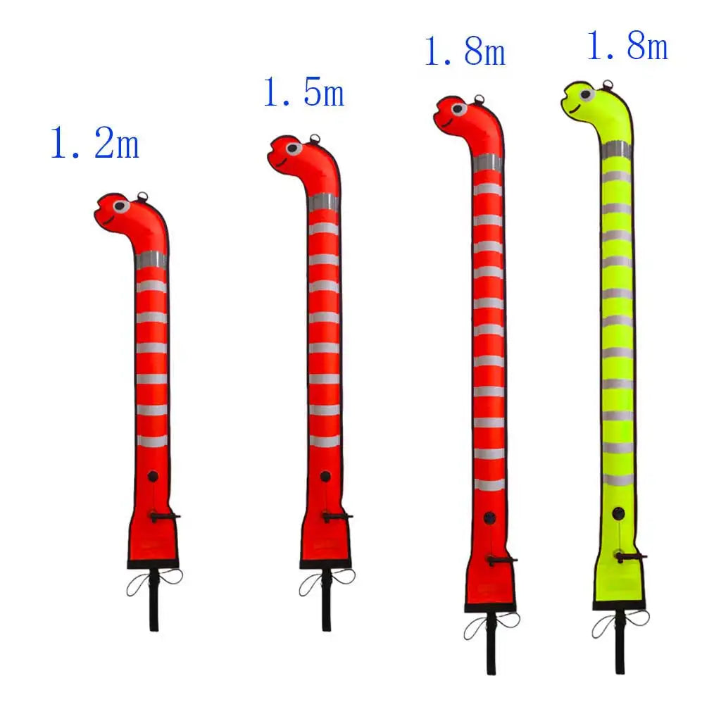 1.2m 1.5m 1.8m High-Visibility Dive Surface Marker Buoy Reflective Safety Moray Eel Sausage Marker with Reflective Strips Oasis Select