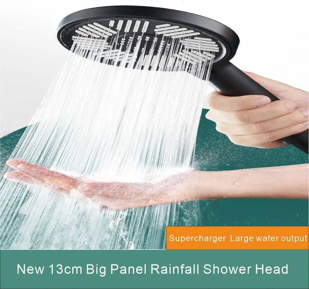 13cm Big Panel Shower Head High Pressure Rainfall Shower Set Water Saving 3 Modes Adjustable Shower Head Bathroom Accessories Oasis Select