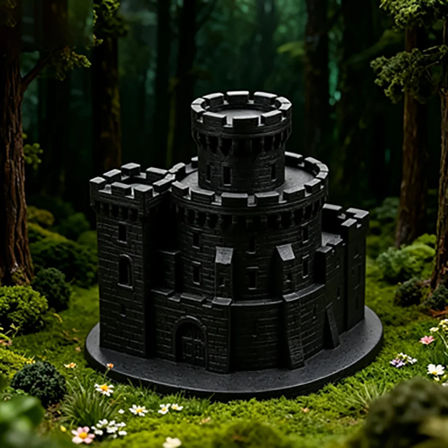 3D Printed Mini Medieval Gothic Ruin Castle Model Tabletop RPG Terrain Craft Diorama Photography Prop Miniature Castle Decor Oasis Select black