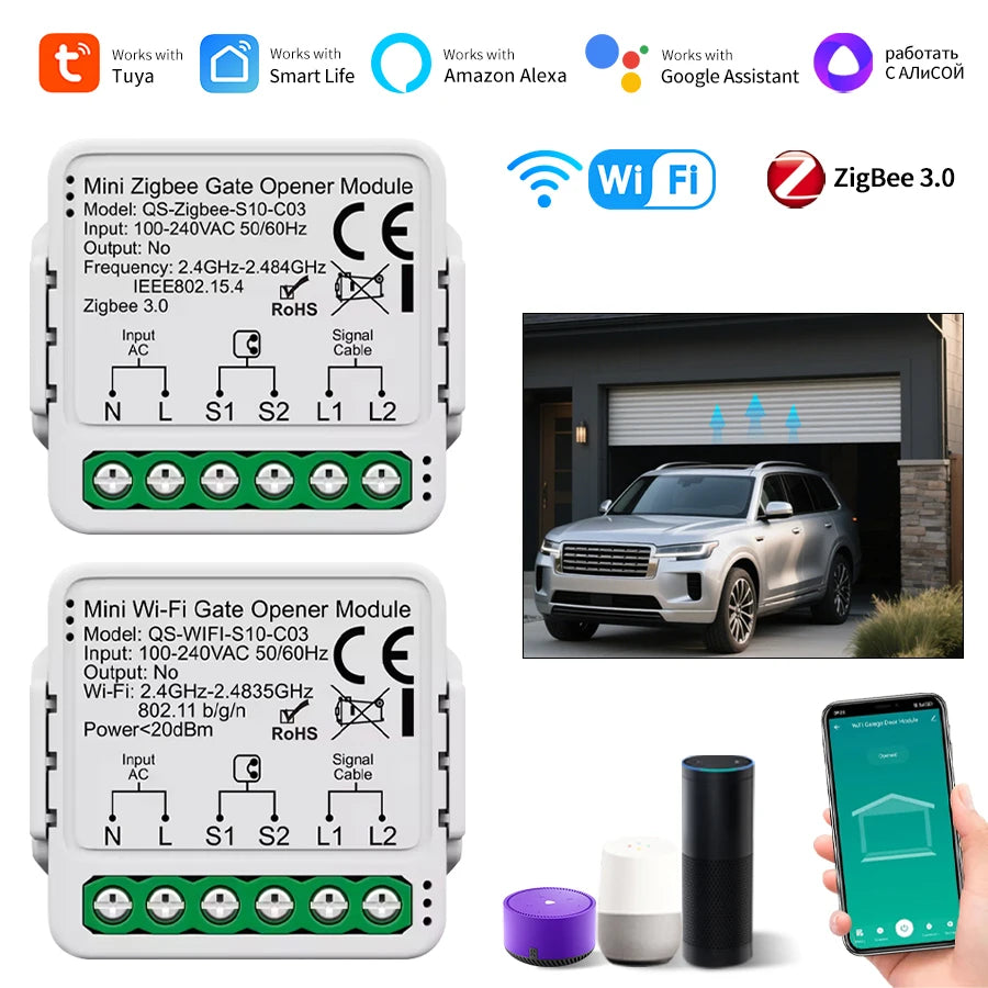 Tuya Smart WiFi & Zigbee Garage Door Opener Switch Module Smart Switch Module Oasis Select