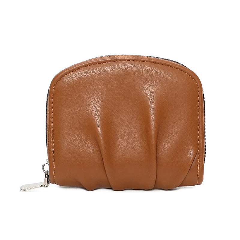Mini Ruched Coin Purse – Compact PU Zipper Wallet