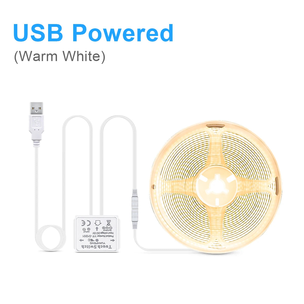 Bathroom Vanity Mirror Light COB 5V USB LED Strip With Penetrate Mirror Touch Sensor Dimmable Switch Makeup Mirror Backlight Oasis Select Warm White 1m