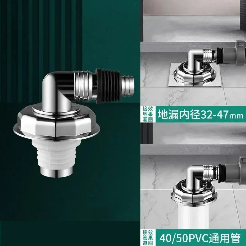 Washing Machine Floor Drain Adapter Anti-overflow Deodorant Snap Joint Universal Sewer Elbow Pipe Connector Bathroom Accessories Oasis Select A