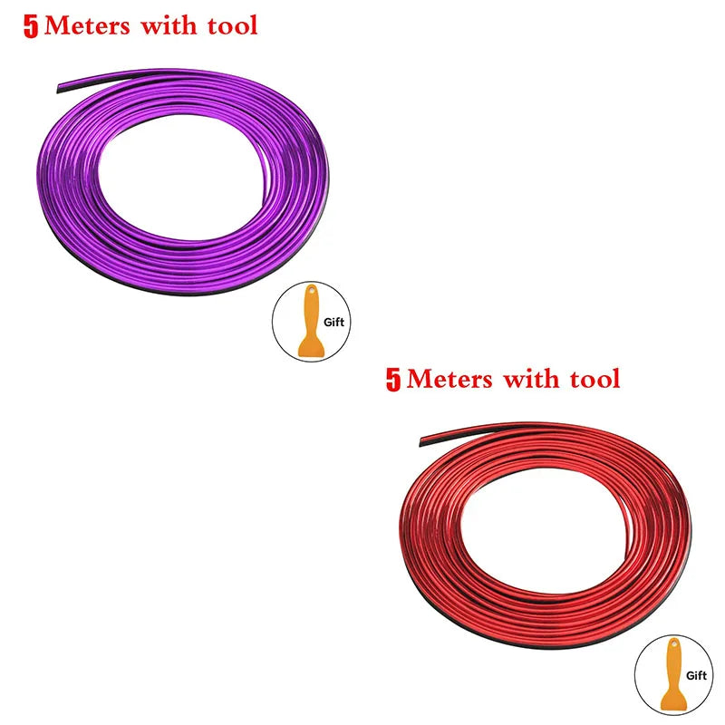 1/2pcs Universal Car Moulding Decoration Flexible Strips 5M Interior Auto Mouldings Car Cover Trim Dashboard Door Car-styling Oasis Select 2pcs-mix 1