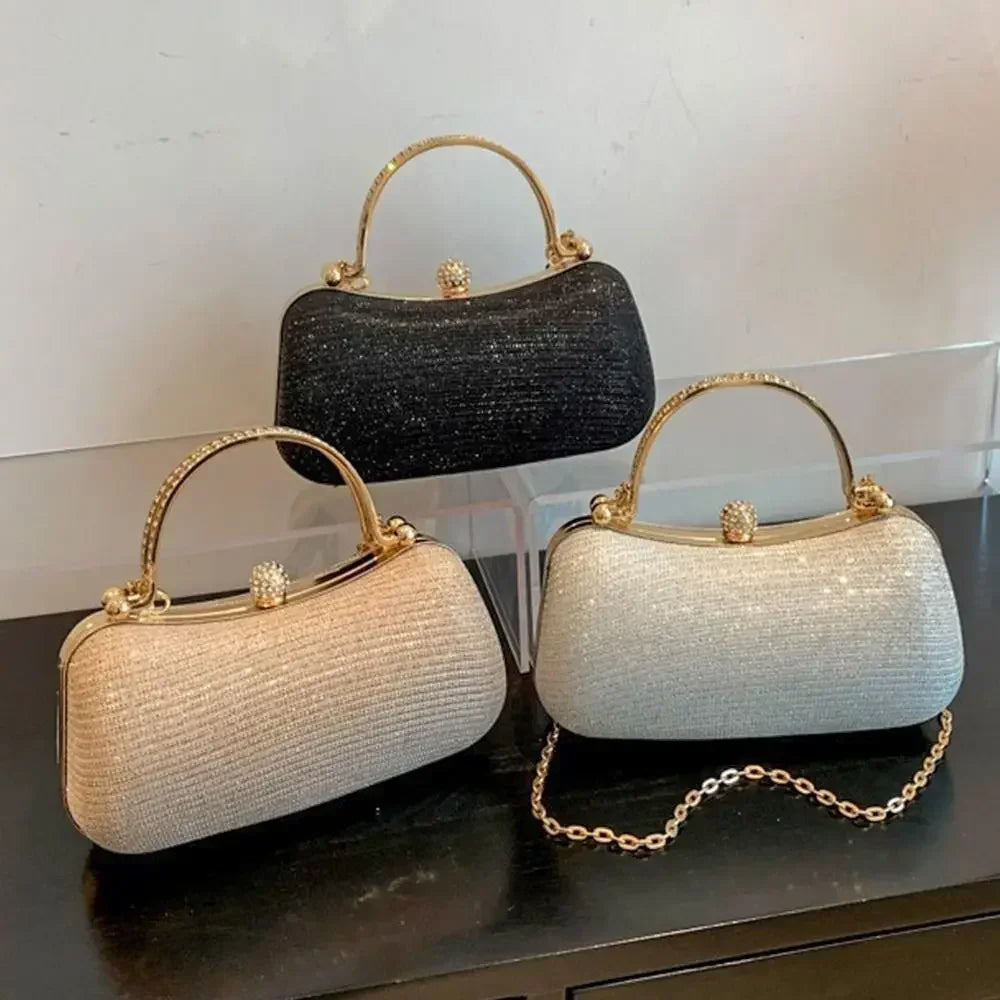 Wedding Bridal Beaded Women Evening Bag Dinner Bag Chain Shoulder Handbags Elegant Rhinestones Clutch Egg Shape Evening Bag Oasis Select