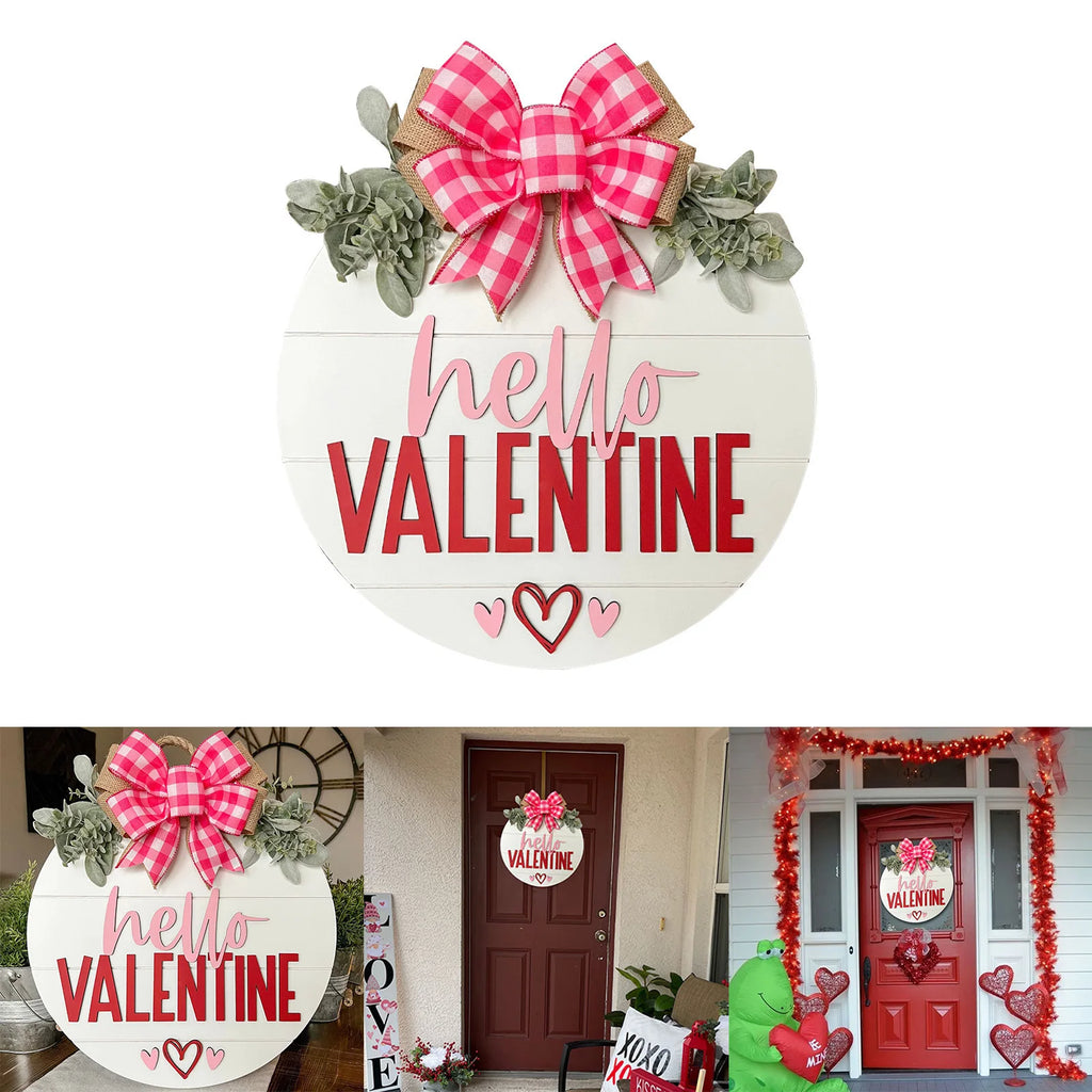 Valentine's Day Wreath Door Hanging Hello Valentine Love Card Door Hanging Home Holiday Wall Hanging Oasis Select