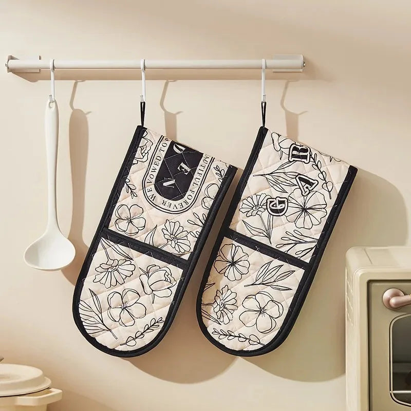 Heat Resistant Oven Mitts – Long Floral Kitchen & BBQ Gloves Oven Mitts Oasis Select