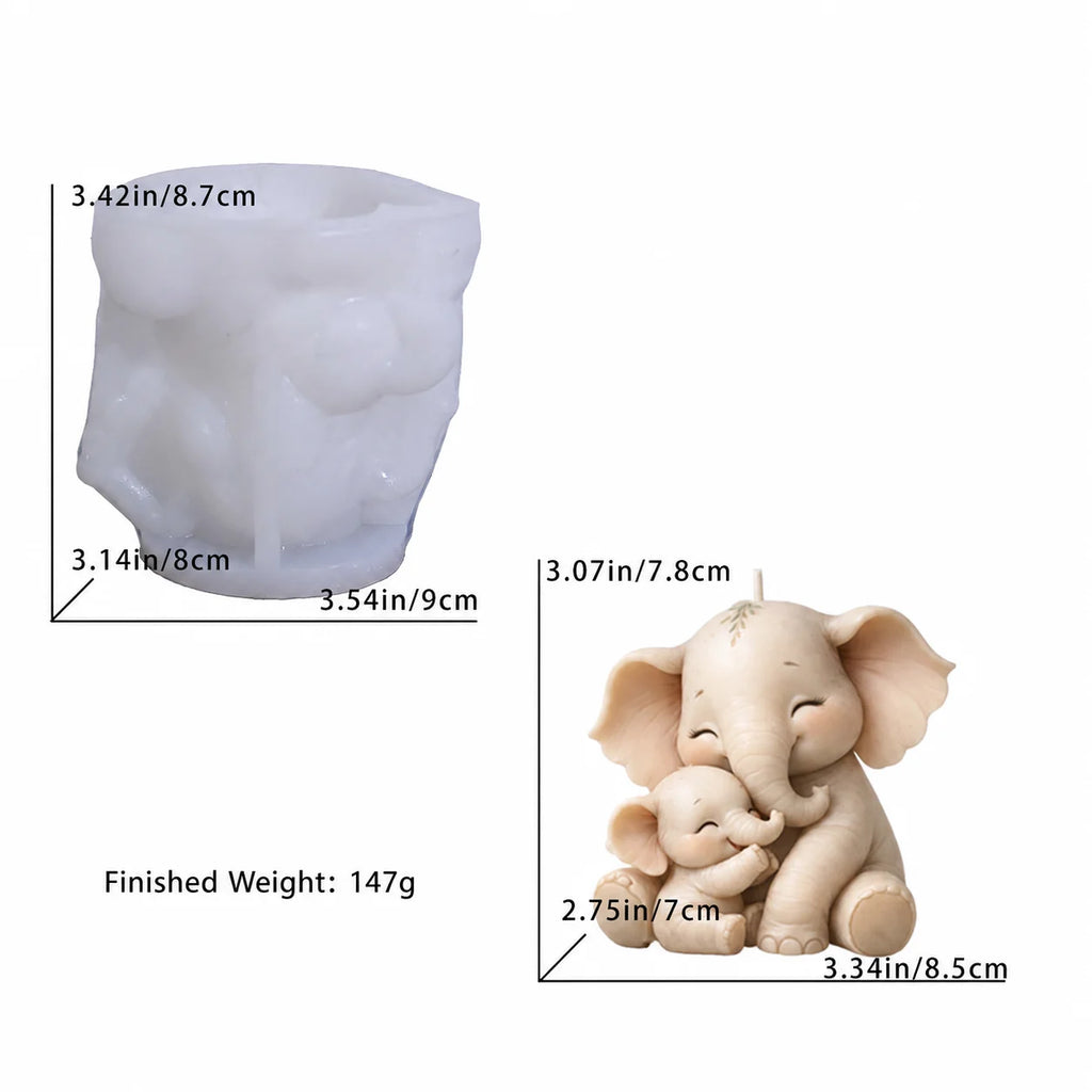 Aromatherapy Candle Mold Easy To Demold Elephant Silicone Mold Resin Ornament Mold Flexible For Commercial Craft Production Diy Oasis Select White