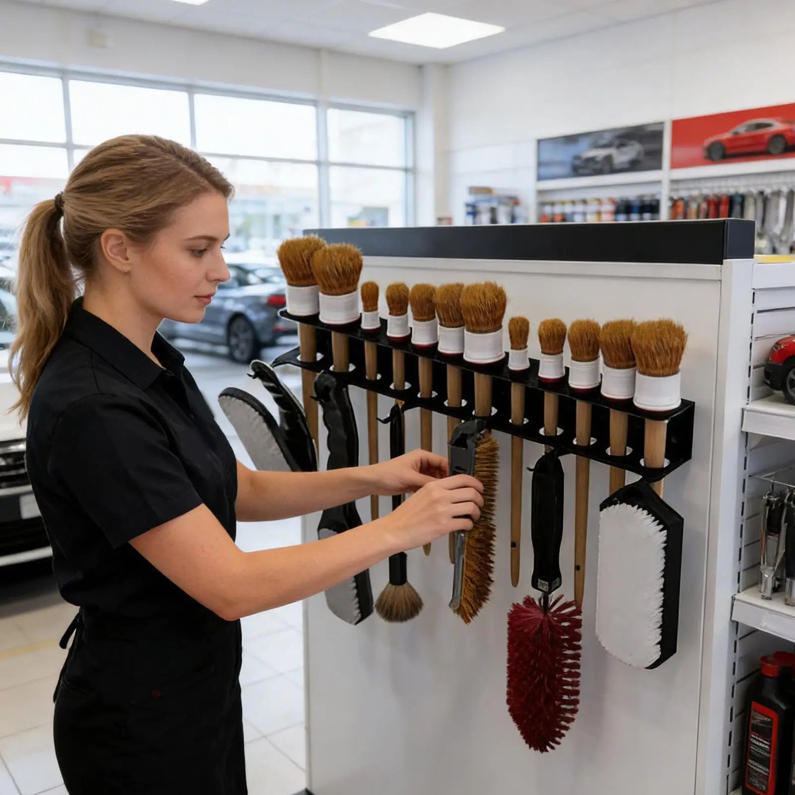 Detailing Brush Hanger Heavy-Duty Space Saving Cleaning Tool Storage with Hooks Car Wash Tool Storage for Work Garage Wash Home Oasis Select