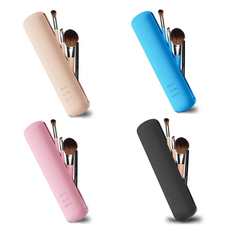 1/5pcs Silicone Brow Pencil Case Makeup Brush Eyeshadow Brush Storage Set Dust-Proof Simple Portable Travel Bag Specific Oasis Select 01-02-03-04