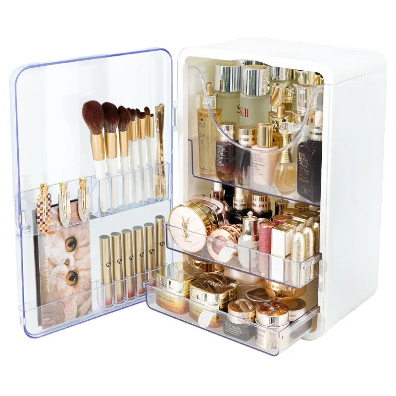 Large Cosmetic Storage Box Light Luxury Desktop Capacity Dustproof Storage Rack Household Vanity Lipstick Cosmetics Storage Box Oasis Select