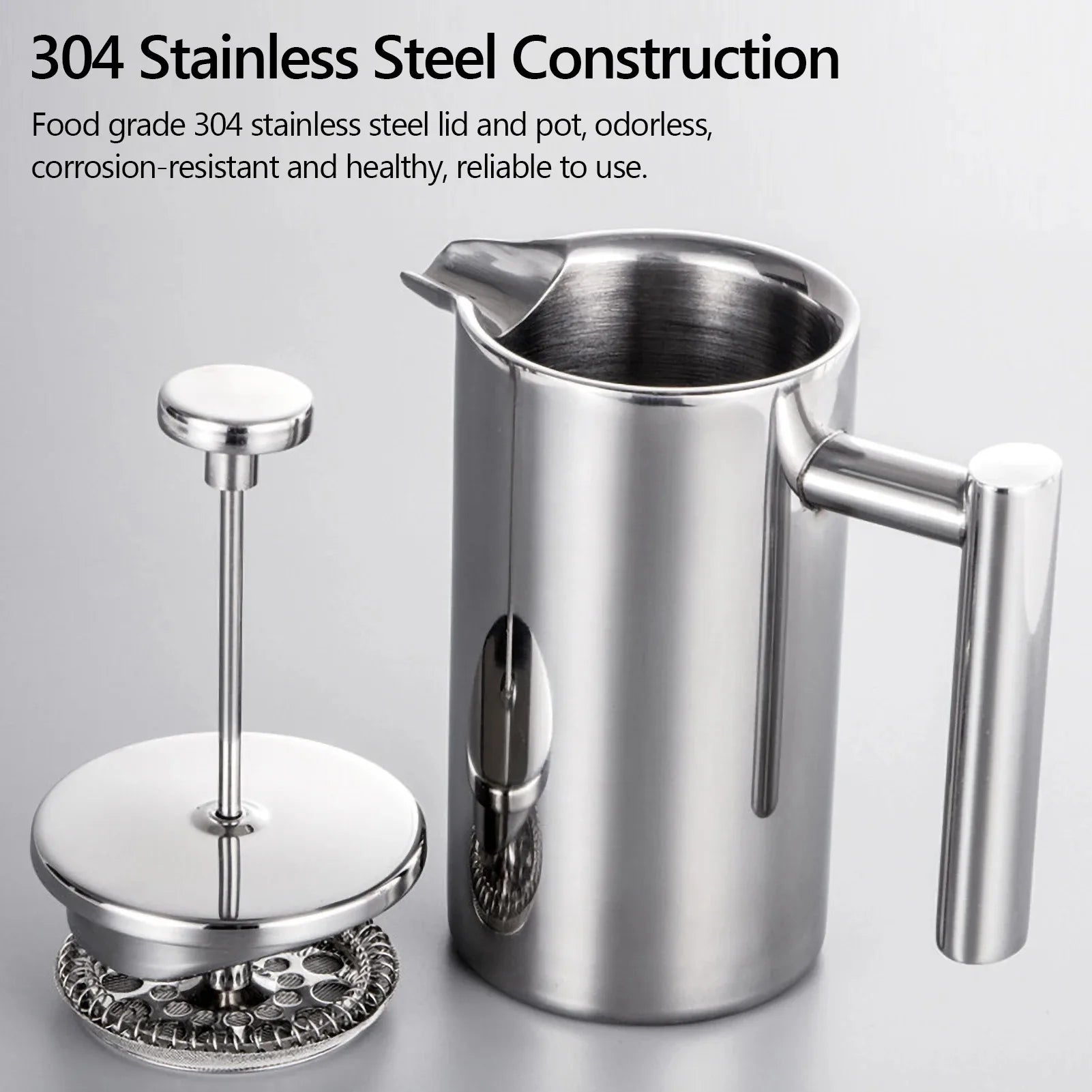 350ml/800ml/1000ml Coffee Maker Pot French Press Coffee Maker Stainless Steel Double Walled Insulated Coffee Maker Pot Oasis Select