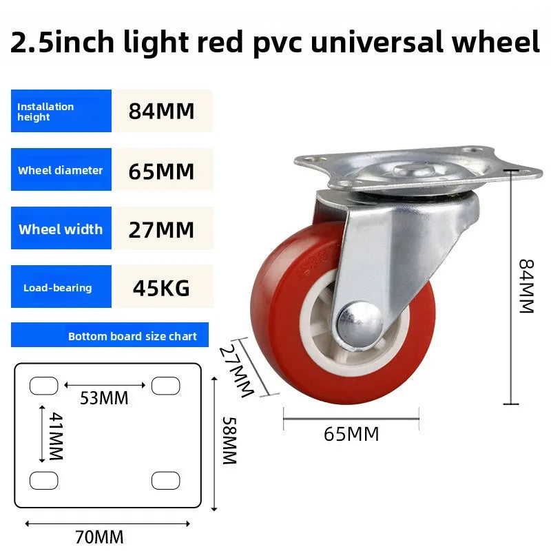 1-2inch Furniture Caster PVC Red Universal Wheel Swivel Caster Roller Wheel For Platform Trolley Accessory Oasis Select 2.5 inch universal
