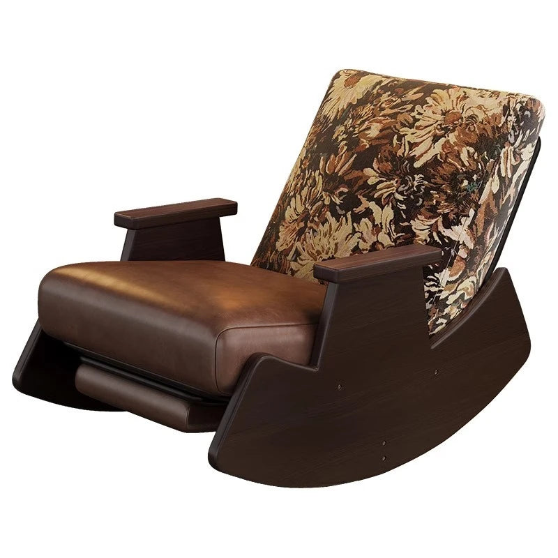 Solid wood retro rocking chair, balcony lounge chair, lazy sofa chair, living room adult leisure chair, single rocking chair Oasis Select