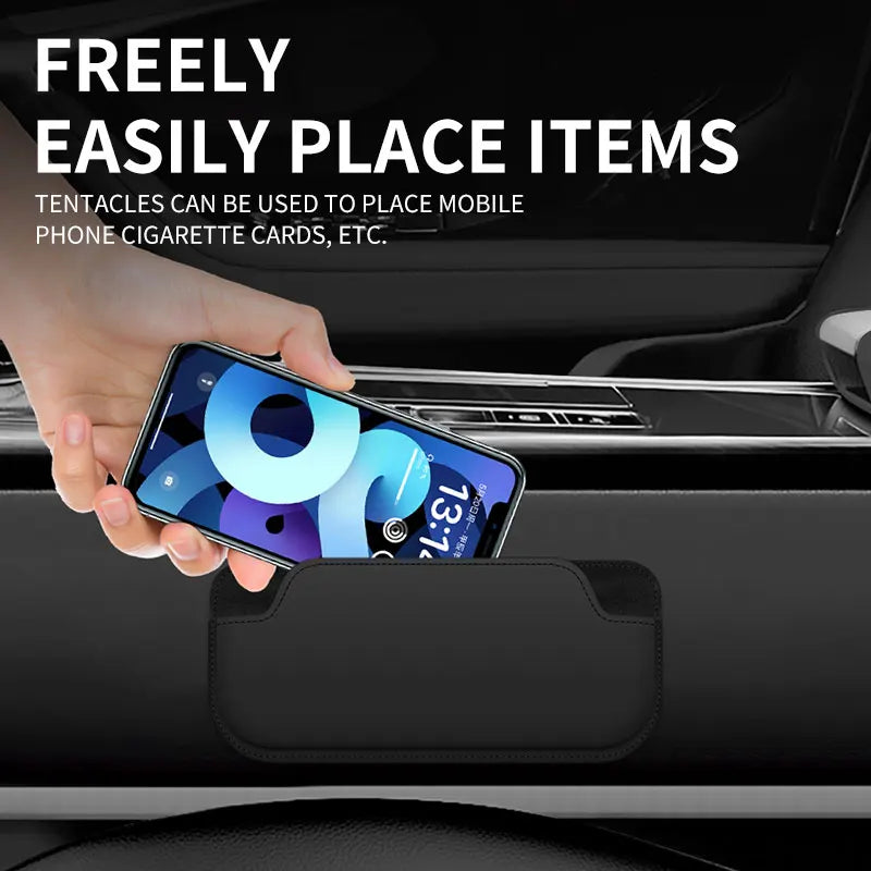 Car Sunglass Holder Stick-On PU Leather Organizer Storage Bag