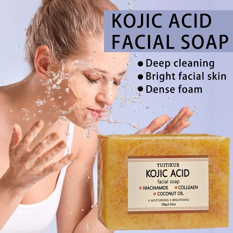 YUITIKUE Kojic Acid Facial Soap with Niacinamide Collagen Coconut Oil for Deep Cleansing & Brightening Skin Oasis Select