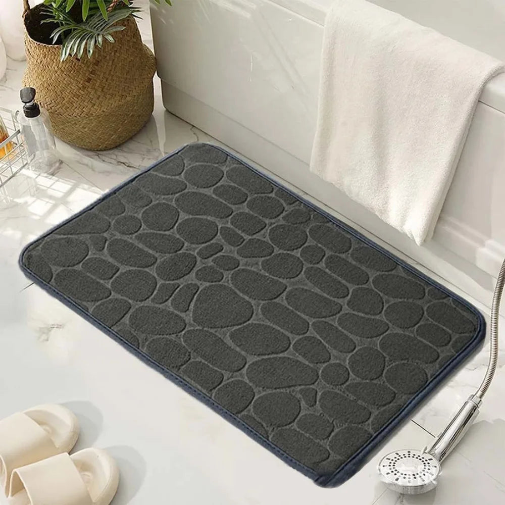 Practical Cobblestone Bath Mat Non-slip Absorbent Shower Doormat Thickened Soft Bathtub Floor Rug Oasis Select Dark Grey