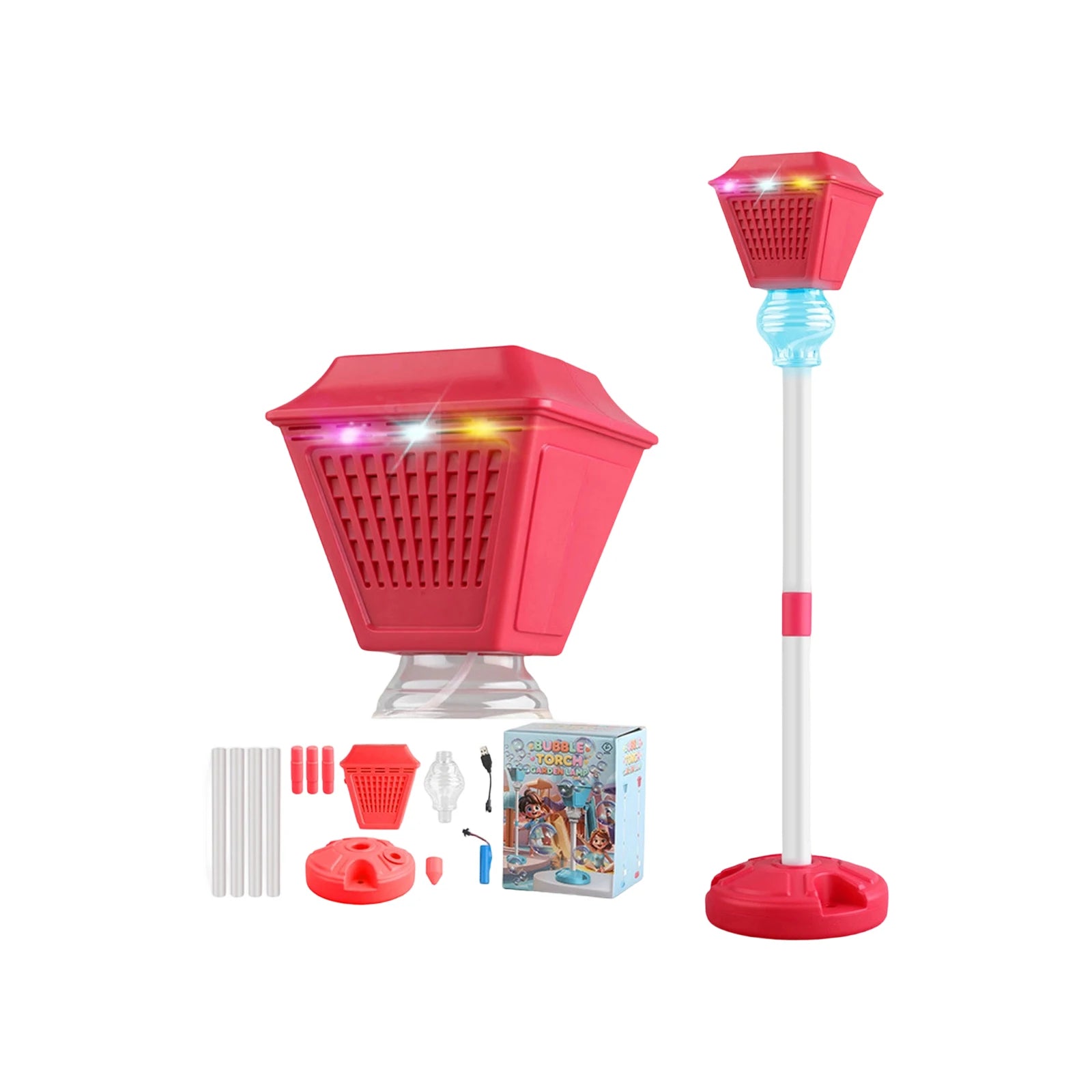 Electric Street Lamp Bubble Machine with LED Lights & Sound Bubble Machine Toy Oasis Select Red One Size