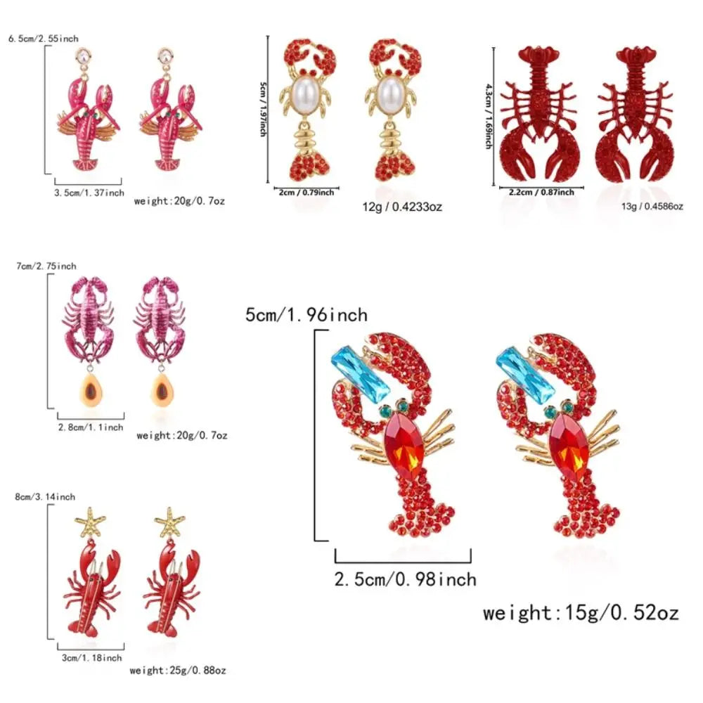 Creative Ocean Series Lobster Earrings Enameled Metal Exquisite Animal Earrings Ear Jewelry for Girls Ladies Oasis Select