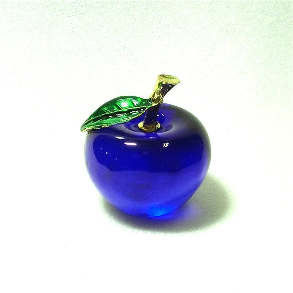 Apple Ornaments Coloured Glaze Decoration Glass Home Decoration Crystal Quartz Purple Red Pink Yellow Lucency Gift Souvenir Oasis Select Blue