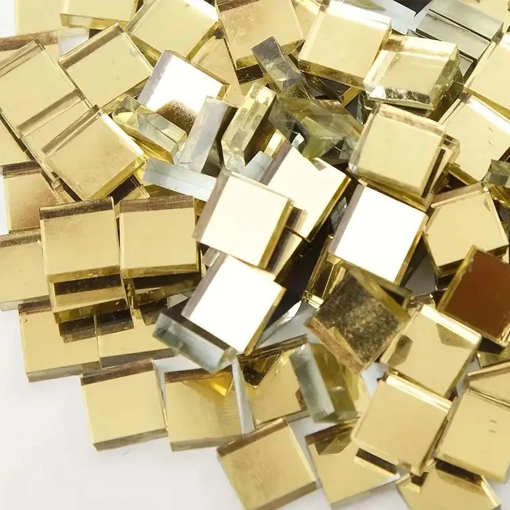 100pcs Mini Square Mirrors 1 cm Self-Adhesive Small Square Mirrors Acrylic Mirror Tiles Craft Home Decorative Mosaic Tiles Craft Oasis Select gold
