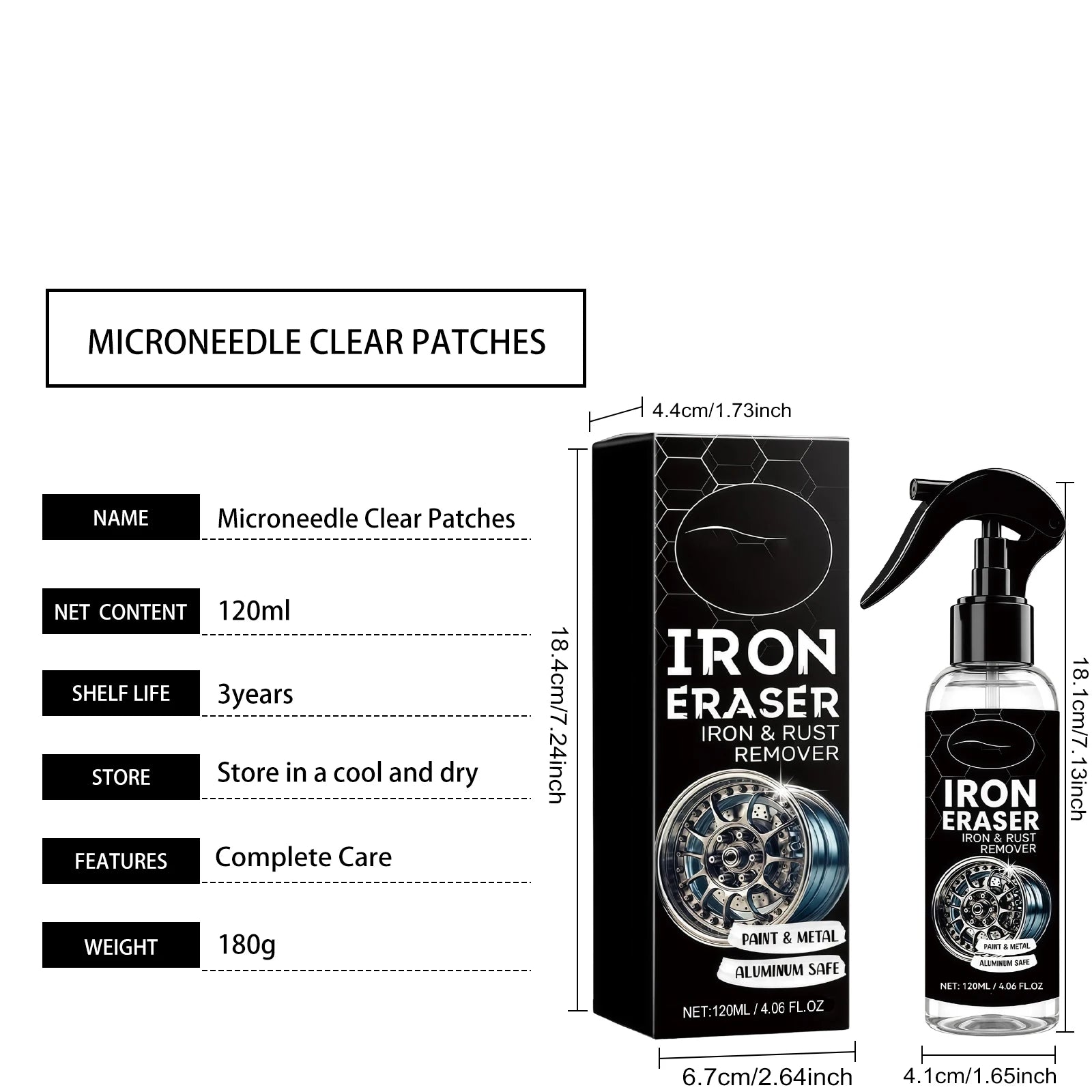 Car Rust Remover Spray Auto Wheel Oxide Stain Cleaner Paint Vehicle Surface Polishing Maintenance Cleaning Solution Care 120ml Oasis Select