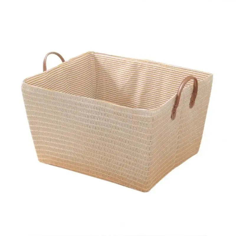 Household Japanese-style Foldable Rattan-like Woven Dirty Clothes Storage Basket Toy Tabletop Straw Basket For Snacks Oasis Select Champagne