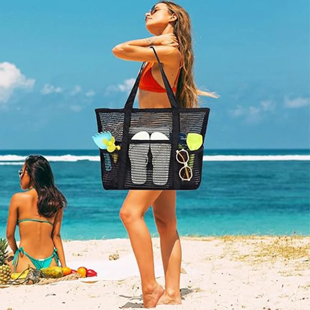 Sand-Proof Storage Bag Comfortable Swimming Storage Bag Large Capacity Tote Sturdy Mesh Beach Tote Bag For Travel Storage Oasis Select