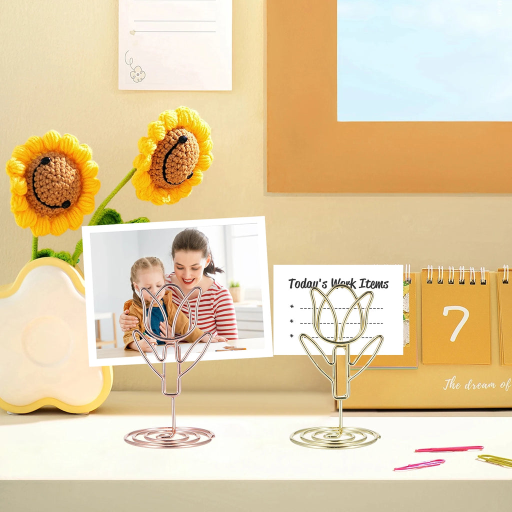 20 Pcs Table Number Holder Photo Clips Tulip Shaped Sign Stand Name Card for Centerpieces Wedding Birthday Party Home Decoration Oasis Select