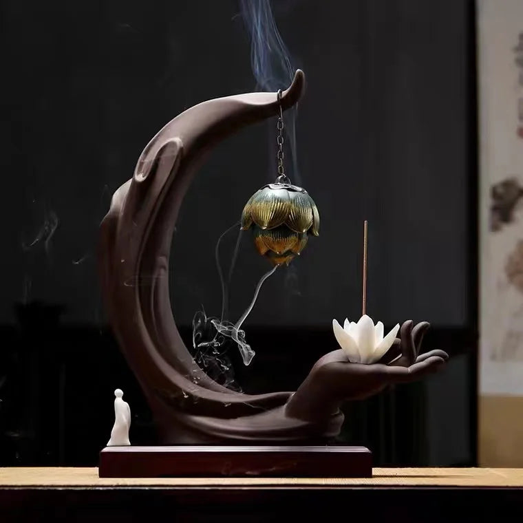 Chinese Zen retro simple ceramic hand aromatherapy reversion aromatherapy stove tea room living room decoration Oasis Select