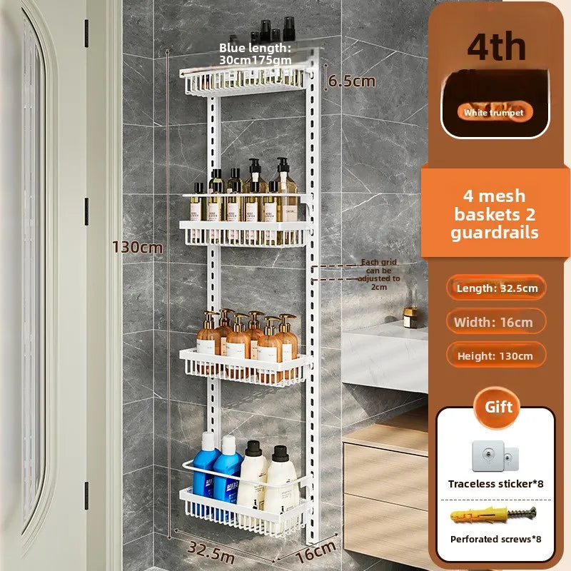 Multi-layer adjustable kitchen cabinet wall condiment seasoning rack No punching wall hanging storage shelf Oasis Select 4-1-White-4-124-31