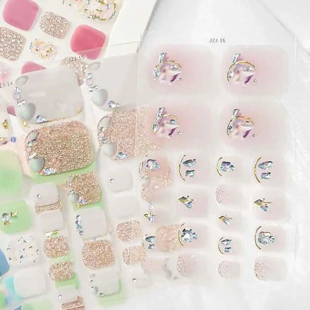 22-Pc Glitter Toe Nail Stickers – French Toenail Wraps Nail Art Stickers Oasis Select