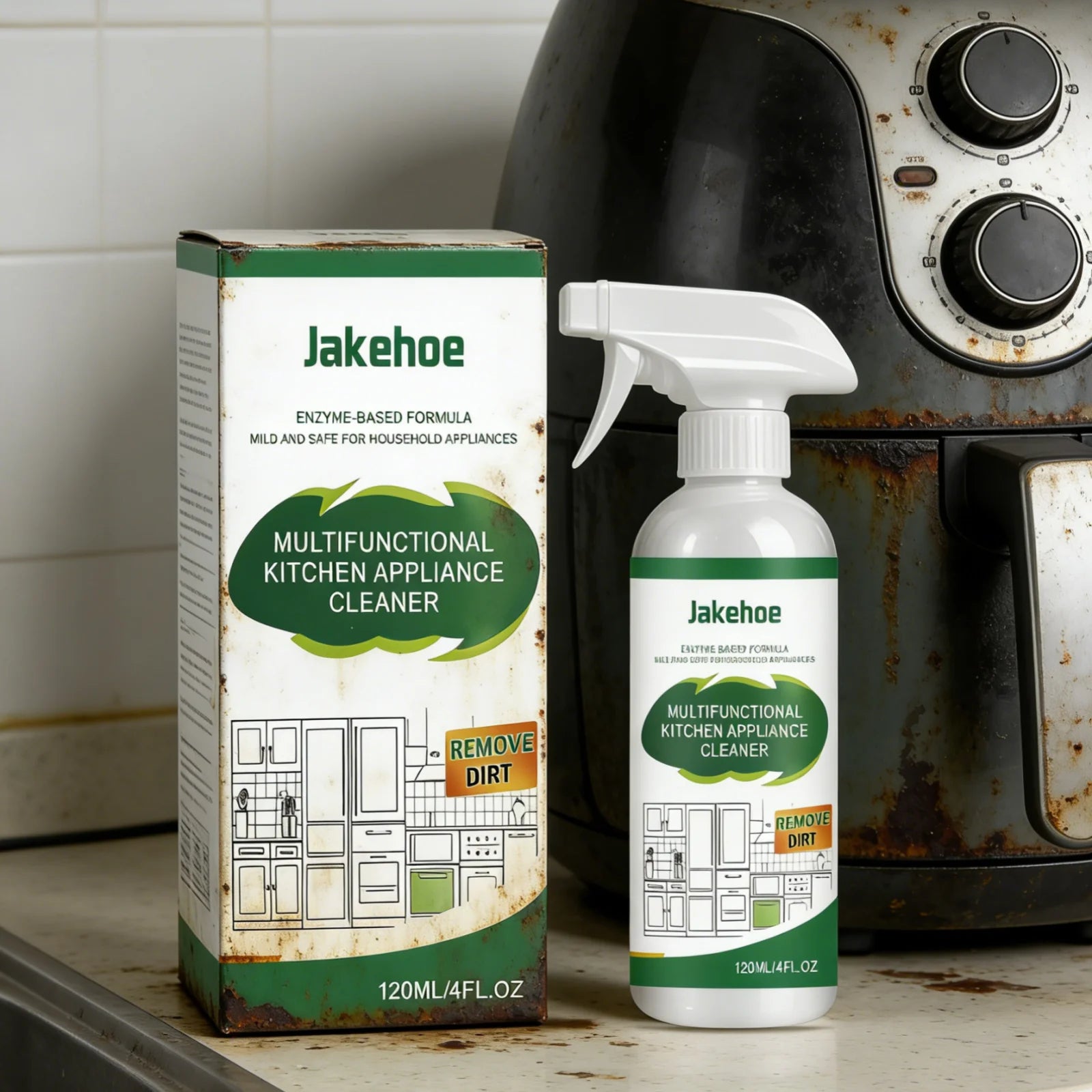 Jakehoe Kitchen Appliance Cleaner Powerful Grease Remover Decontamination Gentle Household Multifunctional Kitchen Cleaner 120ml Oasis Select