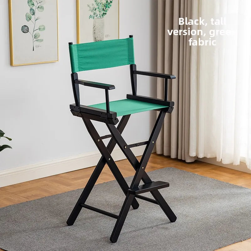 Beech director chair portable solid wood folding chair outdoor leisure chair makeup chair outdoor sketch chair bar chair fishing Oasis Select green cloth R