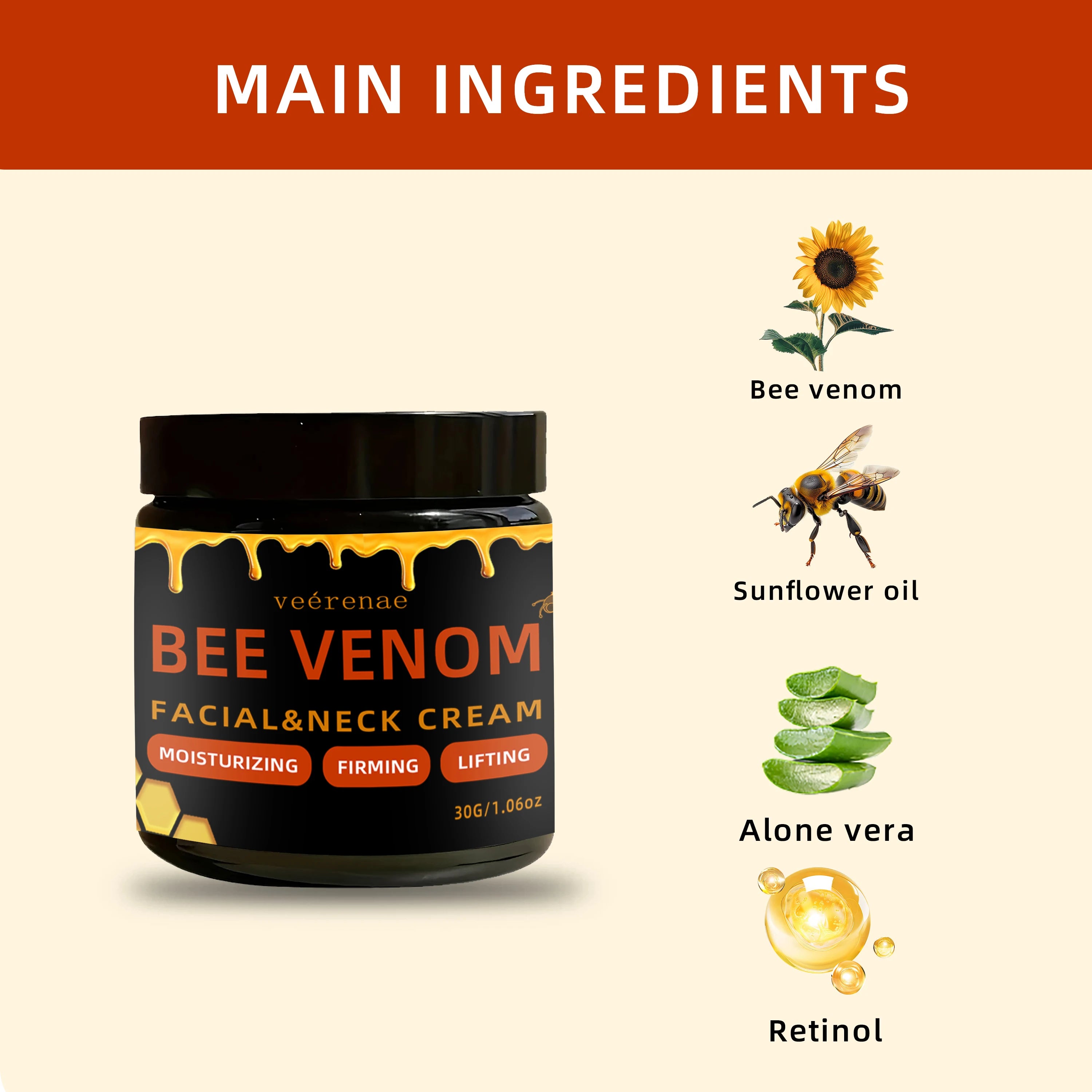 Veérenae Bee Venom Face & Neck Cream – Firms & Hydrates